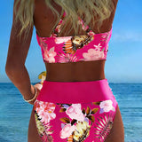Claire | Contrasting Floral Bikini with Slit