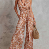 Grace | Floral Sleeveless Wide Leg Jumpsuit