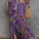 Emma | Purple Floral Halter Maxi Dress