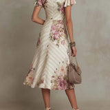 Rachel | Elegant Floral Satin Midi Dress