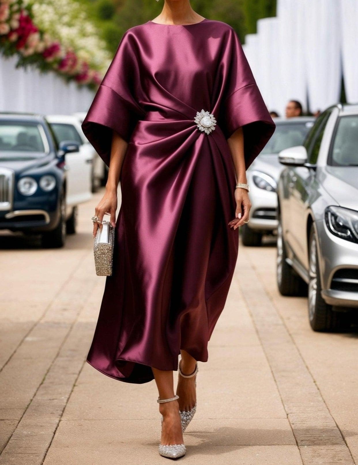 Grace | Shimmer Satin Maxi Dress