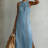 Maya | Retro Lace Denim Dress