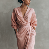 Isabella | Pink Linen Maxi Dress