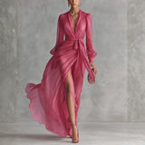 Rachel | Chiffon V-neck Maxi Dress