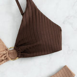 Rachel | Ribbed Two-Tone High-Leg Bikini