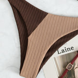 Rachel | Ribbed Two-Tone High-Leg Bikini