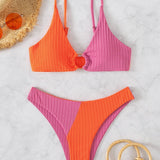 Rachel | Ribbed Two-Tone High-Leg Bikini