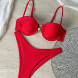 Amelia | Metallic High-Cut Bikini Removable Cups