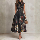 Hannah | Floral Keyhole Pleated Midi Dress