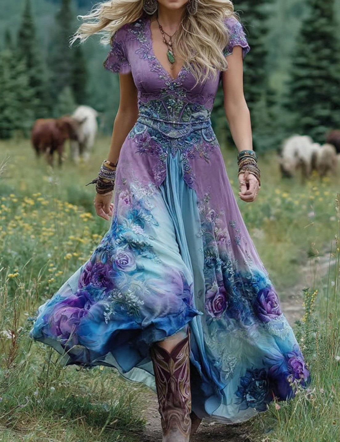 Amelia | Short Maxi Floral Dress