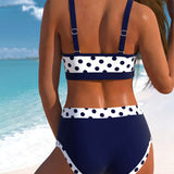 Rachel | High-waisted polka-dot patchwork bikini