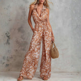 Grace | Floral Sleeveless Wide Leg Jumpsuit