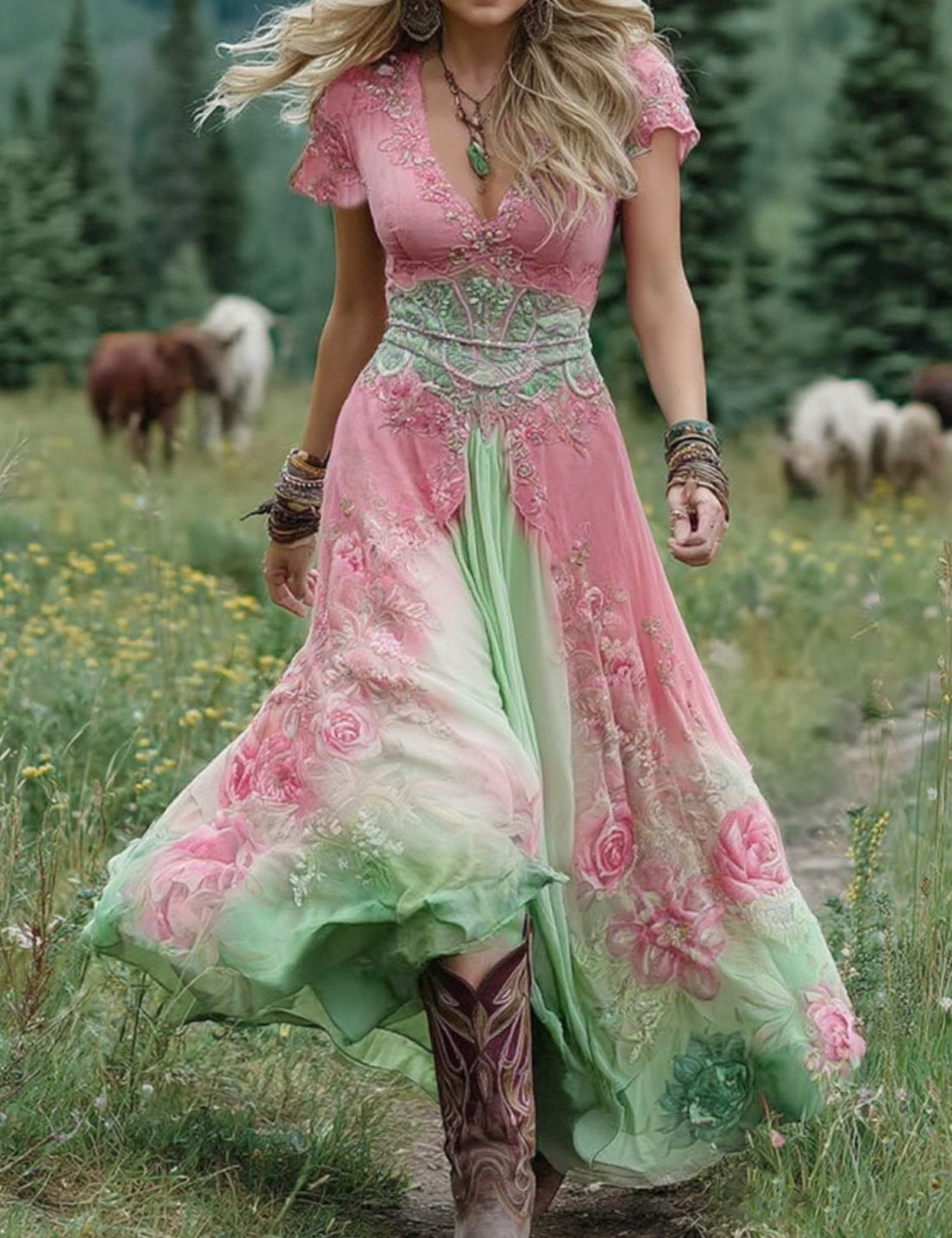 Amelia | Short Maxi Floral Dress