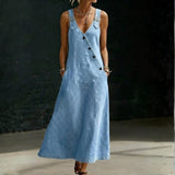 Rachel | Long Denim Button Front Dress