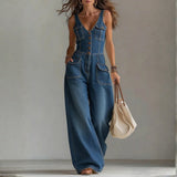 Chloe | Casual Wide Leg Denim Jumpsuit