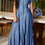 Hannah | Denim Maxi Dress