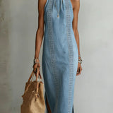 Maya | Retro Lace Denim Dress