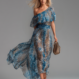 Rachel | Chiffon off-the-shoulder leopard-print dress