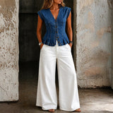 Hannah | V-Neck Denim Top