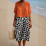 Isla | Orange Contrast Dot Dress