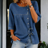 Evelyn | Long Vintage Denim Blouse
