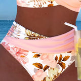 Claire | Contrasting Floral Bikini with Slit