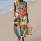 Nora | Watercolour Effect Flowing Dress