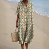 Claire | Retro Floral Dress, Aqua Green
