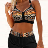 Claire | Geometric Print High-Rise Bikini