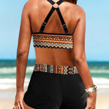 Claire | Geometric Print High-Rise Bikini