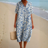 Keira | Ivory Blue Floral Dress