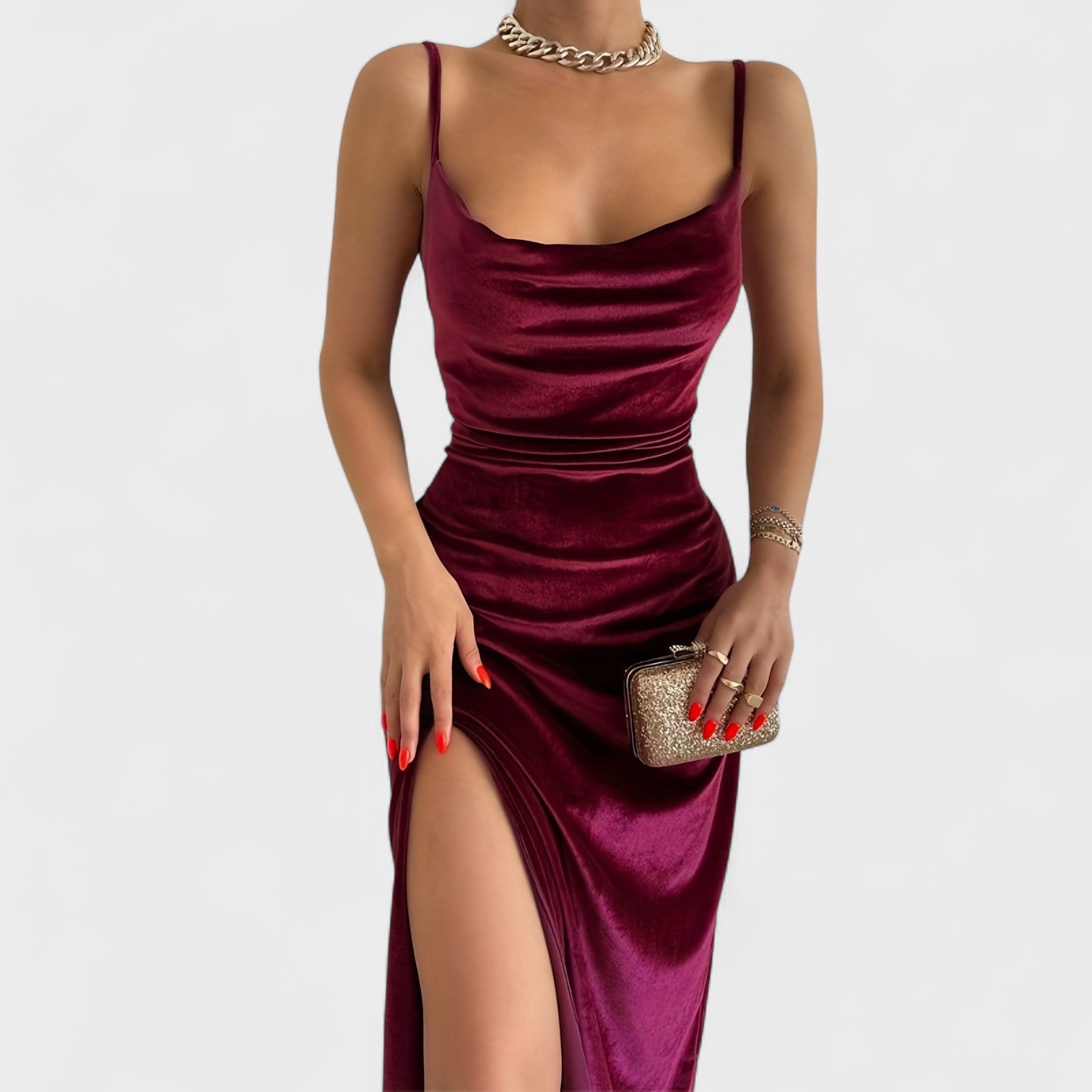 Amelia | Velvet Dress with Slit