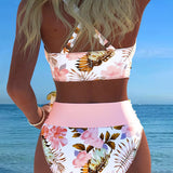 Claire | Contrasting Floral Bikini with Slit