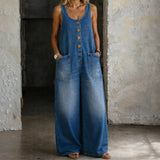 Rachel | Vintage Washed Cotton Denim Overalls