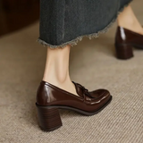 Amelia | Leather Loafer Pumps