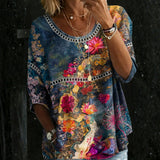 Isabel | Vintage Floral Denim Blouse