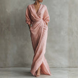 Isabella | Pink Linen Maxi Dress