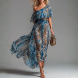 Rachel | Chiffon off-the-shoulder leopard-print dress