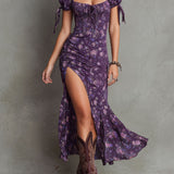 Rachel | Smocked Floral Puff-Sleeve Midi Dress