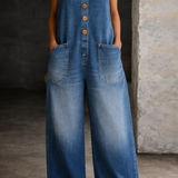 Rachel | Vintage Washed Cotton Denim Overalls