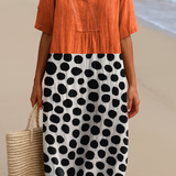 Isla | Orange Contrast Dot Dress