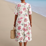 Evelyn | Vintage Floral Linen Dress
