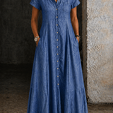 Hannah | Denim Maxi Dress
