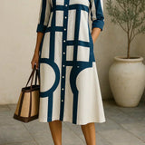 Rachel | Geometric Print Shirt Dress