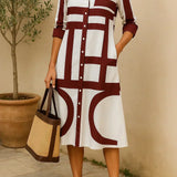 Rachel | Geometric Print Shirt Dress