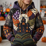Hannah | Midnight Halloween Patchwork Hoodie