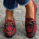 Emily | Gold Checkered Loafers
