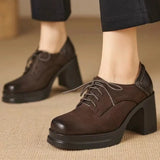 Ava | Lace-Up Block-Heel Pumps