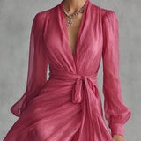 Rachel | Chiffon V-neck Maxi Dress