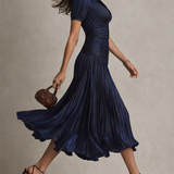 Chloe | Striped Shirt Collar Midi Dress